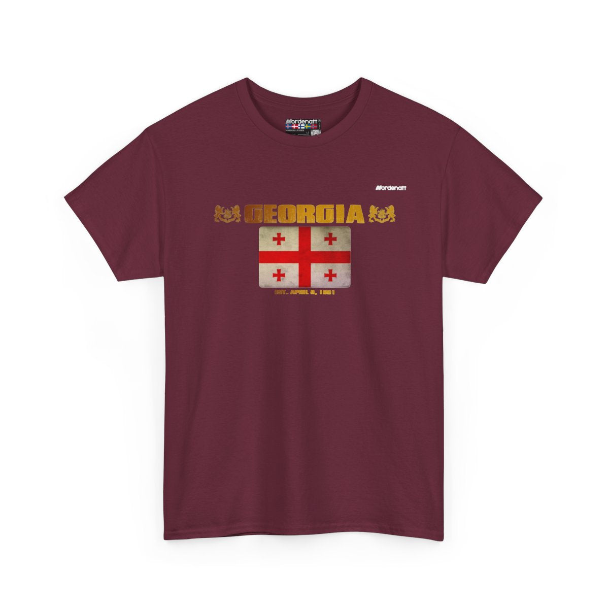 Georgia flag t-shirt in Maroon — premium cotton, Nordenatt