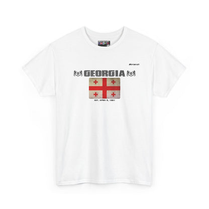 Georgia flag t-shirt in White — premium cotton, Nordenatt