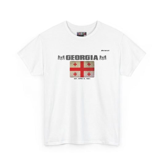 Georgia flag t-shirt in White — premium cotton, Nordenatt