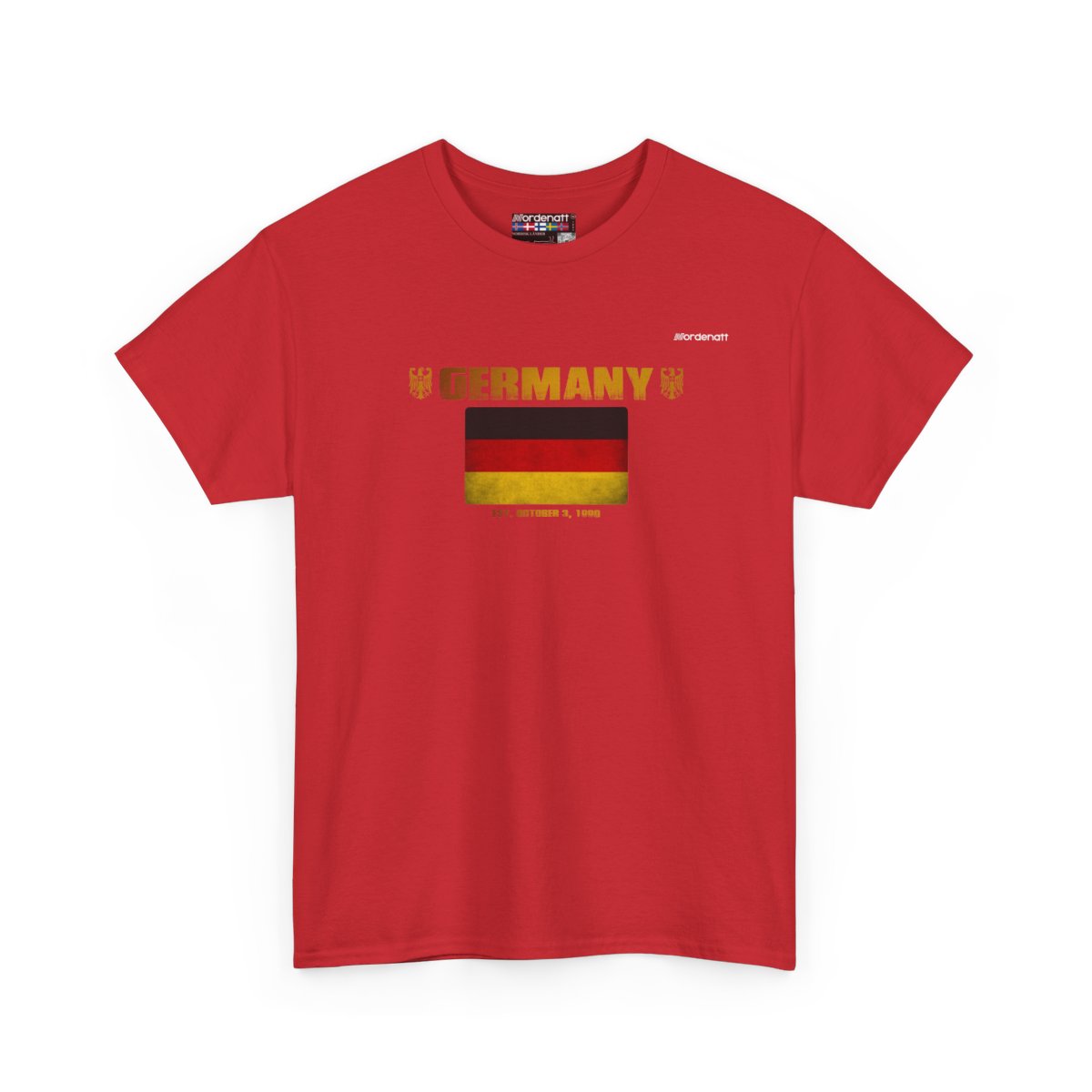Germany flag t-shirt in Red — premium cotton, Nordenatt