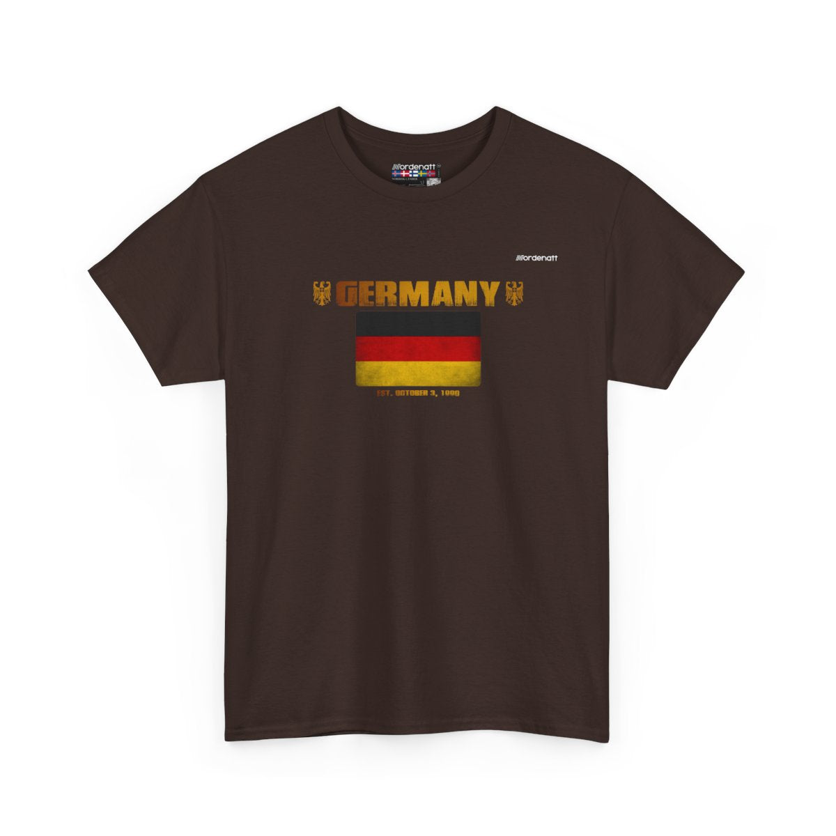 Germany flag t-shirt in Dark Chocolate — premium cotton, Nordenatt