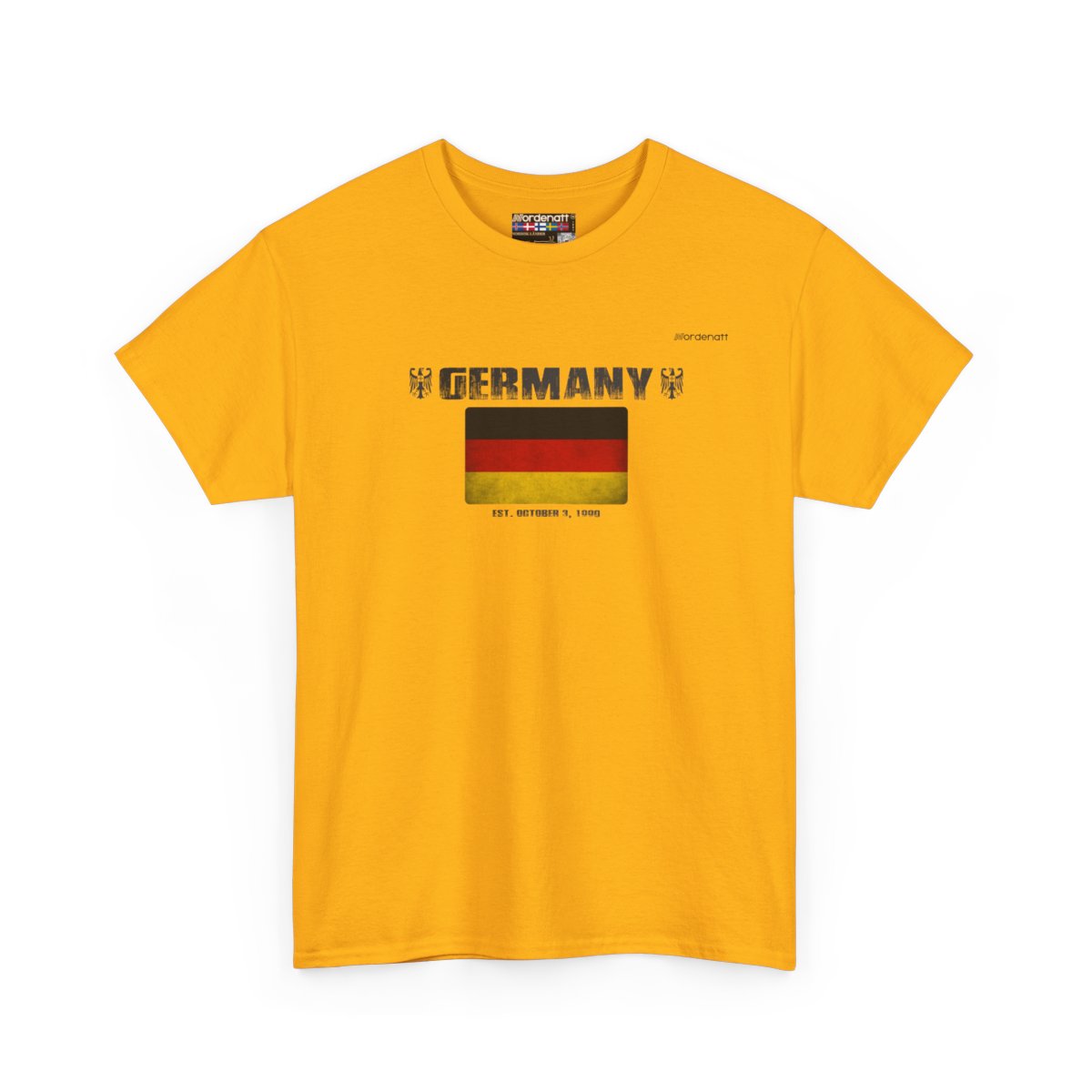 Germany flag t-shirt in Gold — premium cotton, Nordenatt