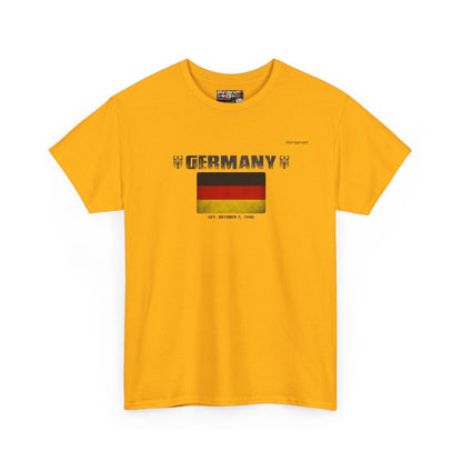 Germany flag t-shirt in Gold — premium cotton, Nordenatt