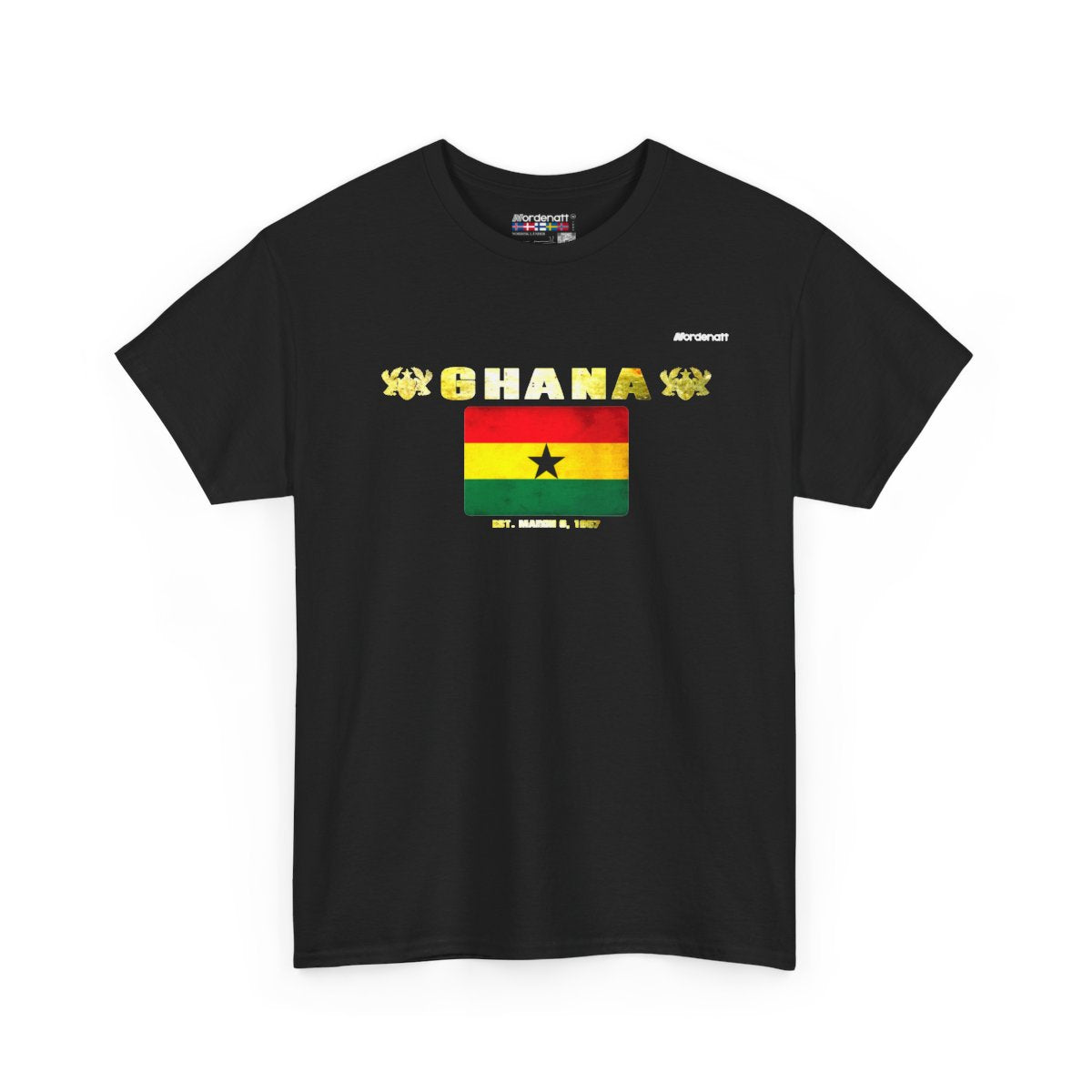 Ghana flag t-shirt in Black — premium cotton, Nordenatt