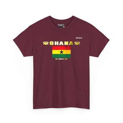 Ghana flag t-shirt in Maroon — premium cotton, Nordenatt