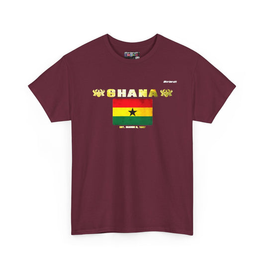 Ghana flag t-shirt in Maroon — premium cotton, Nordenatt