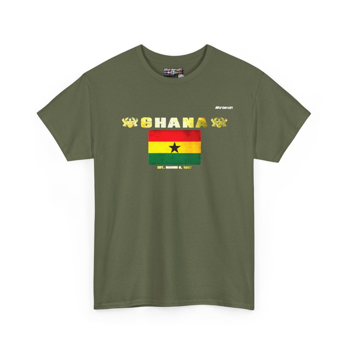 Ghana flag t-shirt in Military Green — premium cotton, Nordenatt