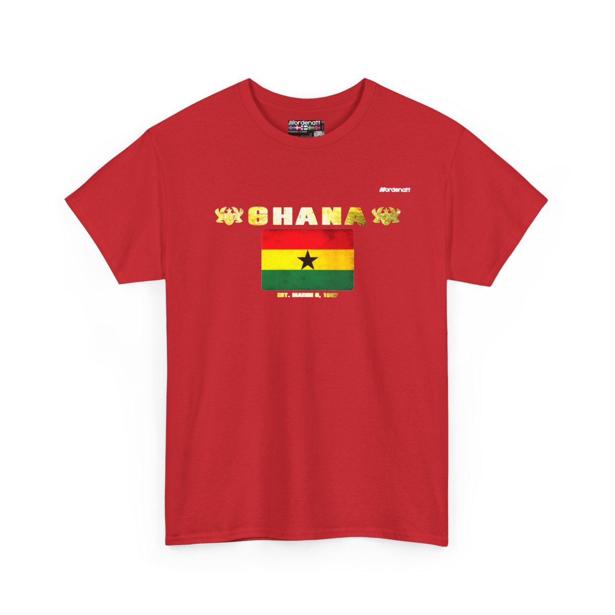 Ghana flag t-shirt in Red — premium cotton, Nordenatt