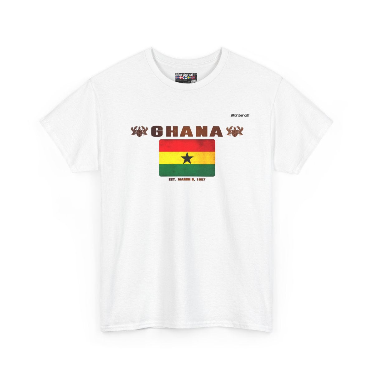 Ghana flag t-shirt in White — premium cotton, Nordenatt