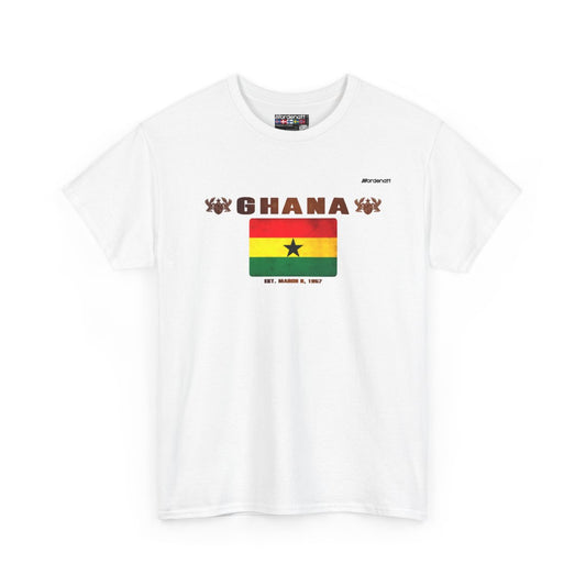 Ghana flag t-shirt in White — premium cotton, Nordenatt