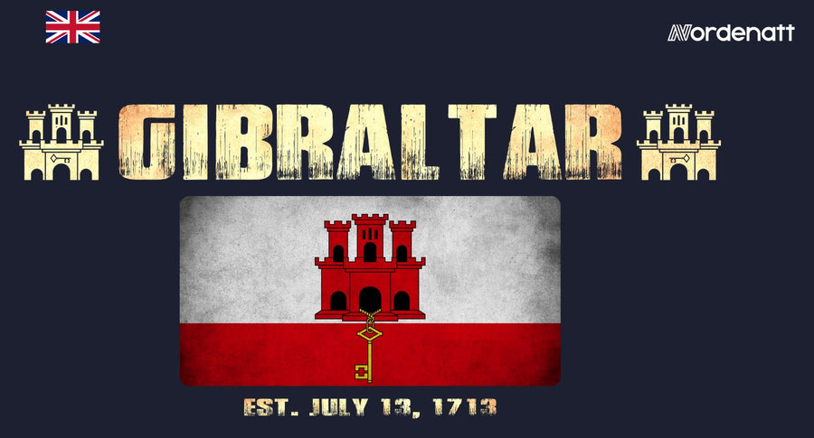Gibraltar design preview: flag, date and emblem inspiration printed on dark t-shirts (Nordenatt)