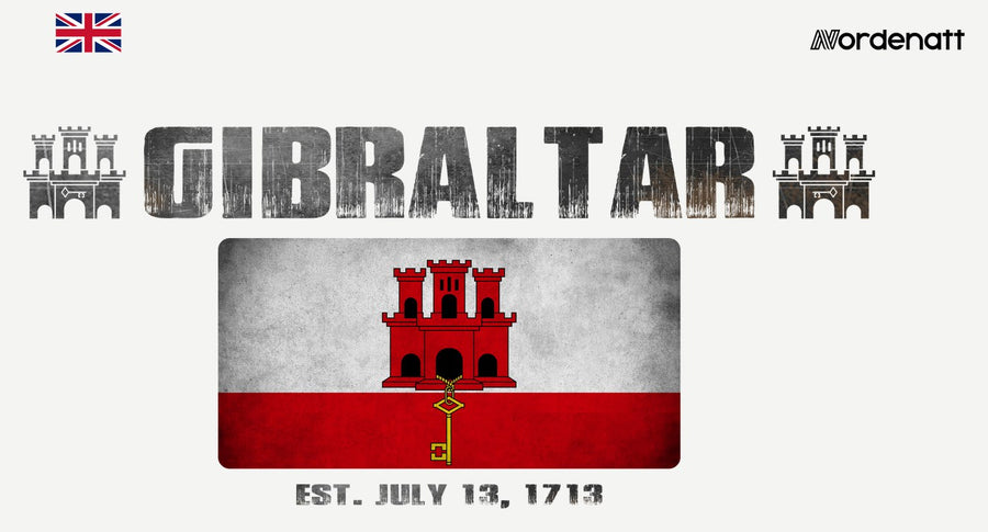 Gibraltar design preview: flag, date and emblem inspiration printed on light t-shirts (Nordenatt)