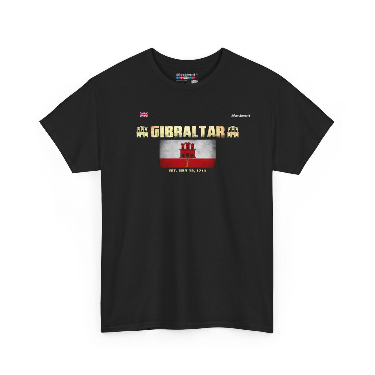 Gibraltar flag t-shirt in Black — premium cotton, Nordenatt