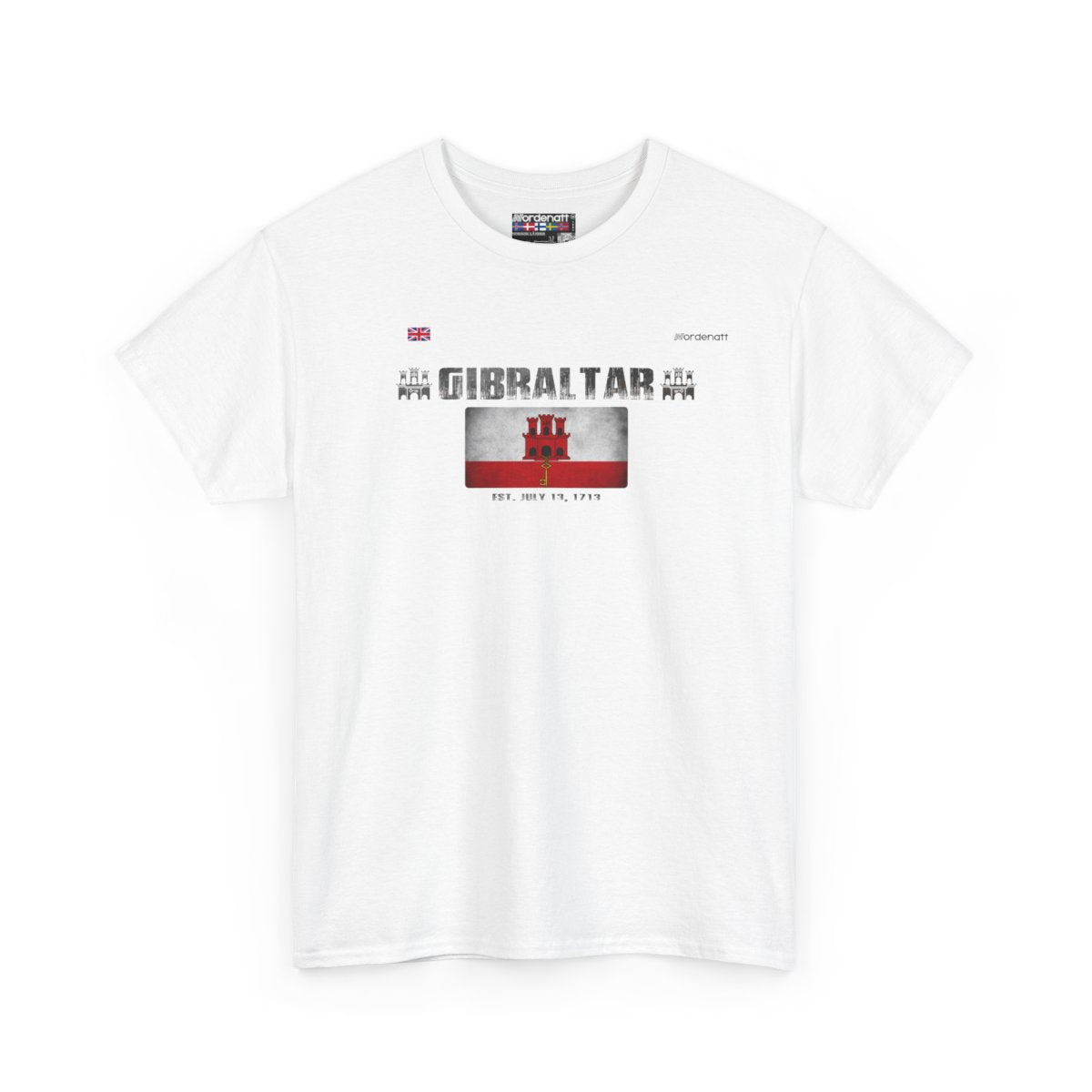 Gibraltar flag t-shirt in White — premium cotton, Nordenatt