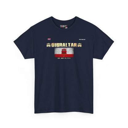 Gibraltar flag t-shirt in Navy — premium cotton, Nordenatt