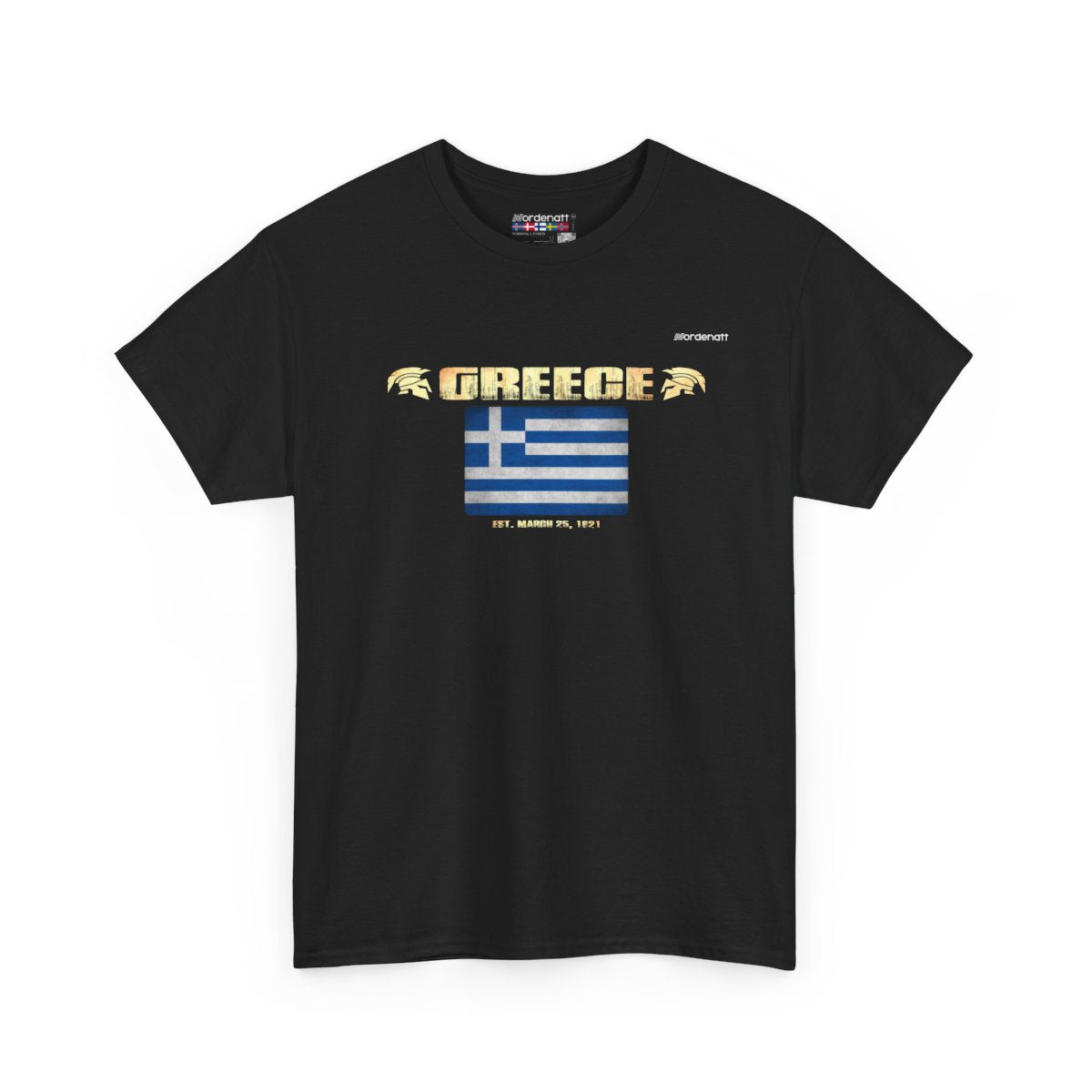 Greece flag t-shirt in Black — premium cotton, Nordenatt