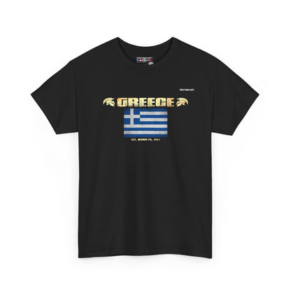 Greece flag t-shirt in Black — premium cotton, Nordenatt