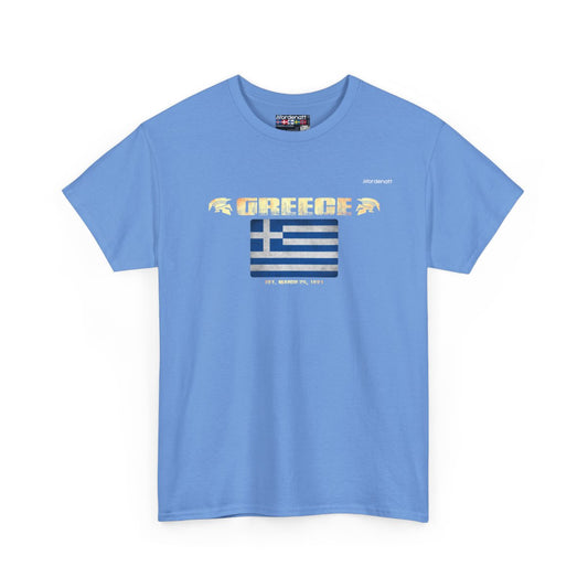 Greece flag t-shirt in Carolina Blue — premium cotton, Nordenatt