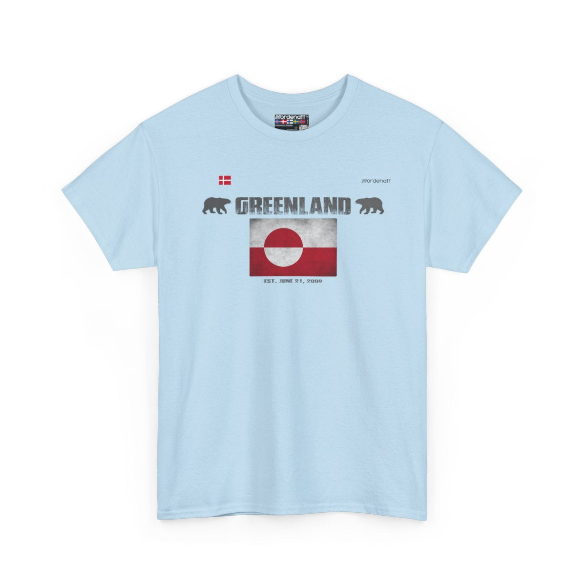 Greenland flag t-shirt in Light Blue — premium cotton, Nordenatt