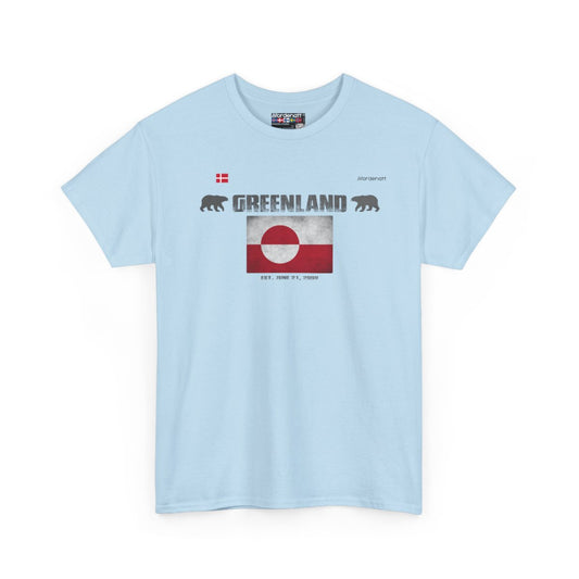 Greenland flag t-shirt in Light Blue — premium cotton, Nordenatt