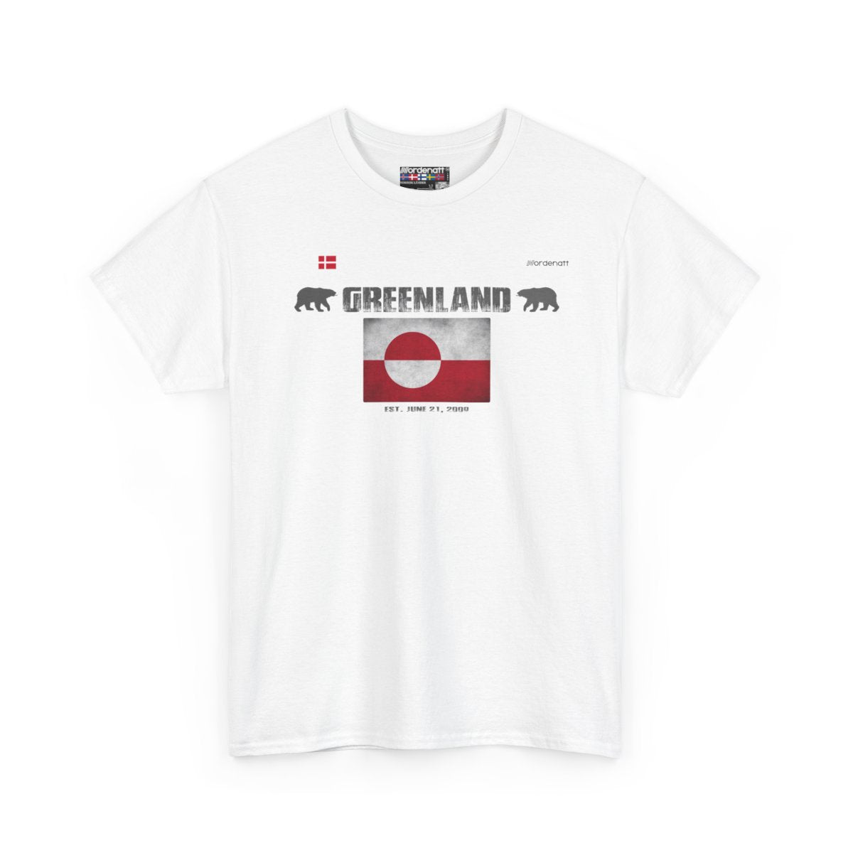 Greenland flag t-shirt in White — premium cotton, Nordenatt