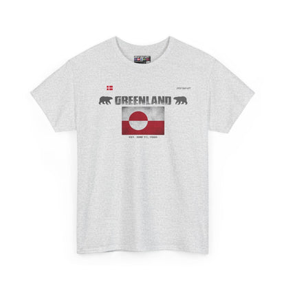 Greenland flag t-shirt in Ash — premium cotton, Nordenatt