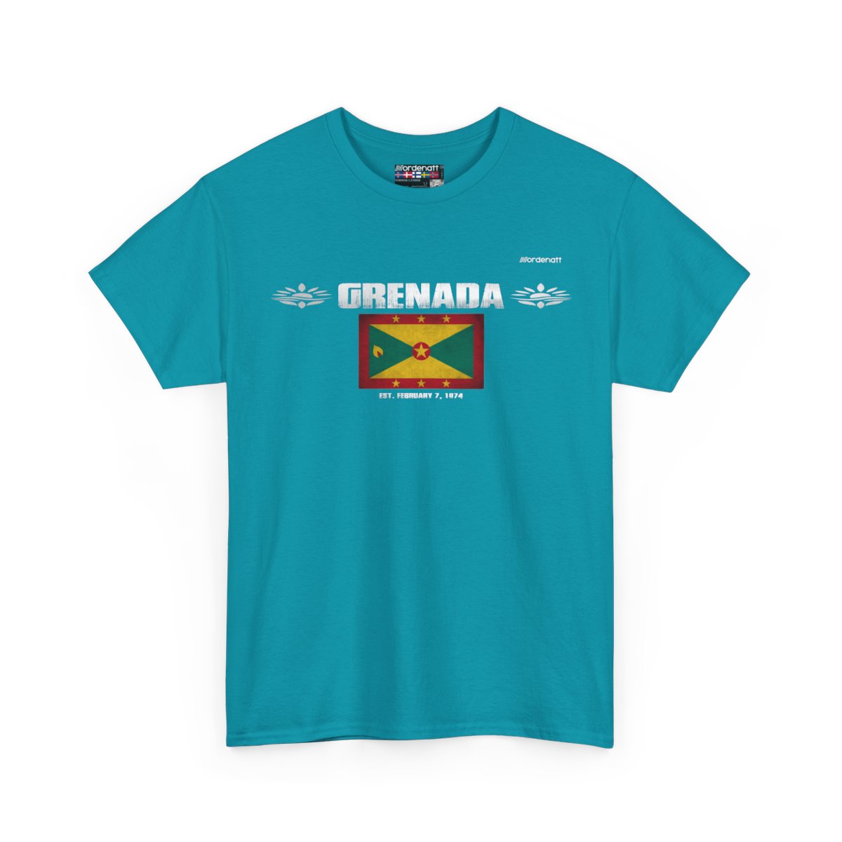 Grenada flag t-shirt in Tropical Blue — premium cotton, Nordenatt