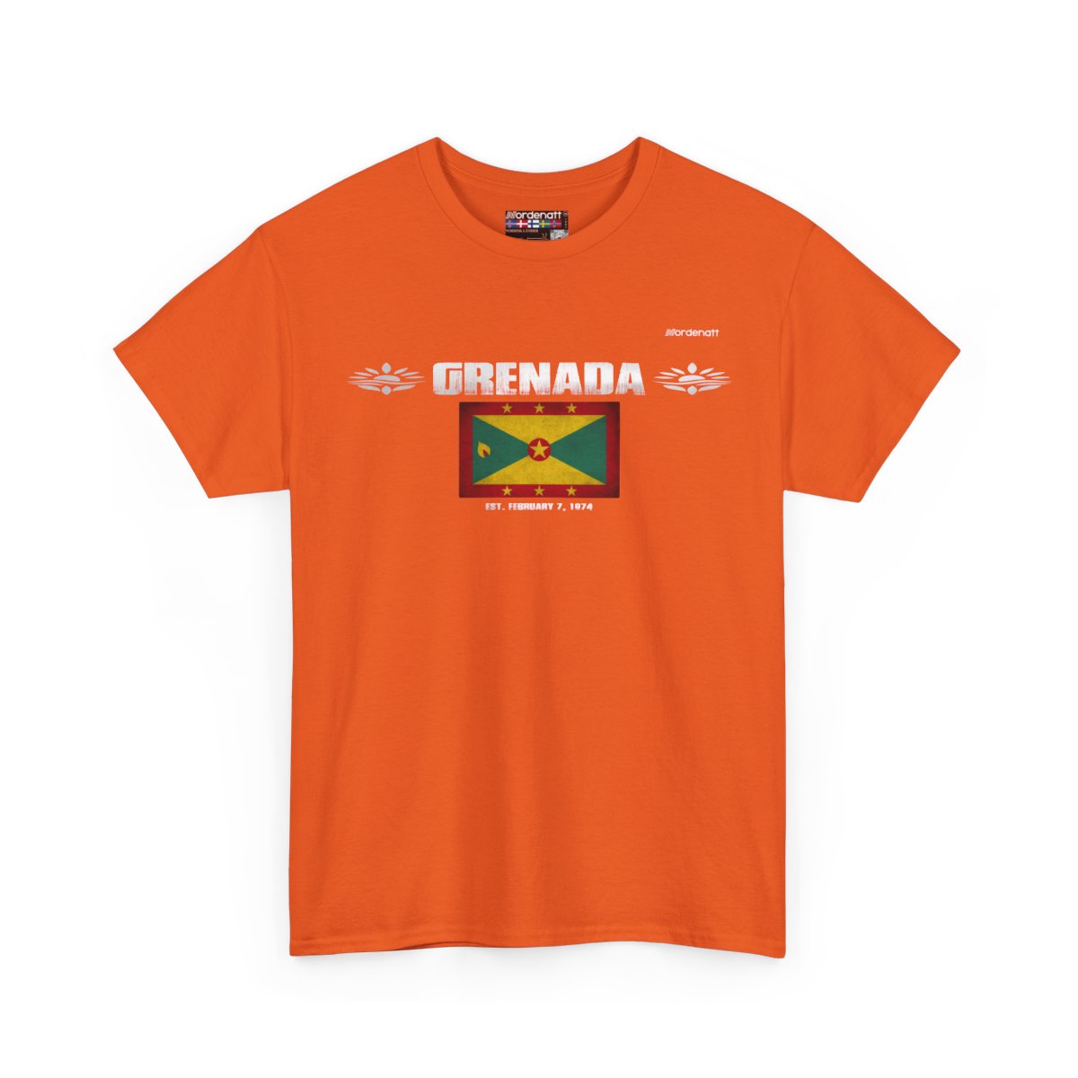 Grenada flag t-shirt in Orange — premium cotton, Nordenatt