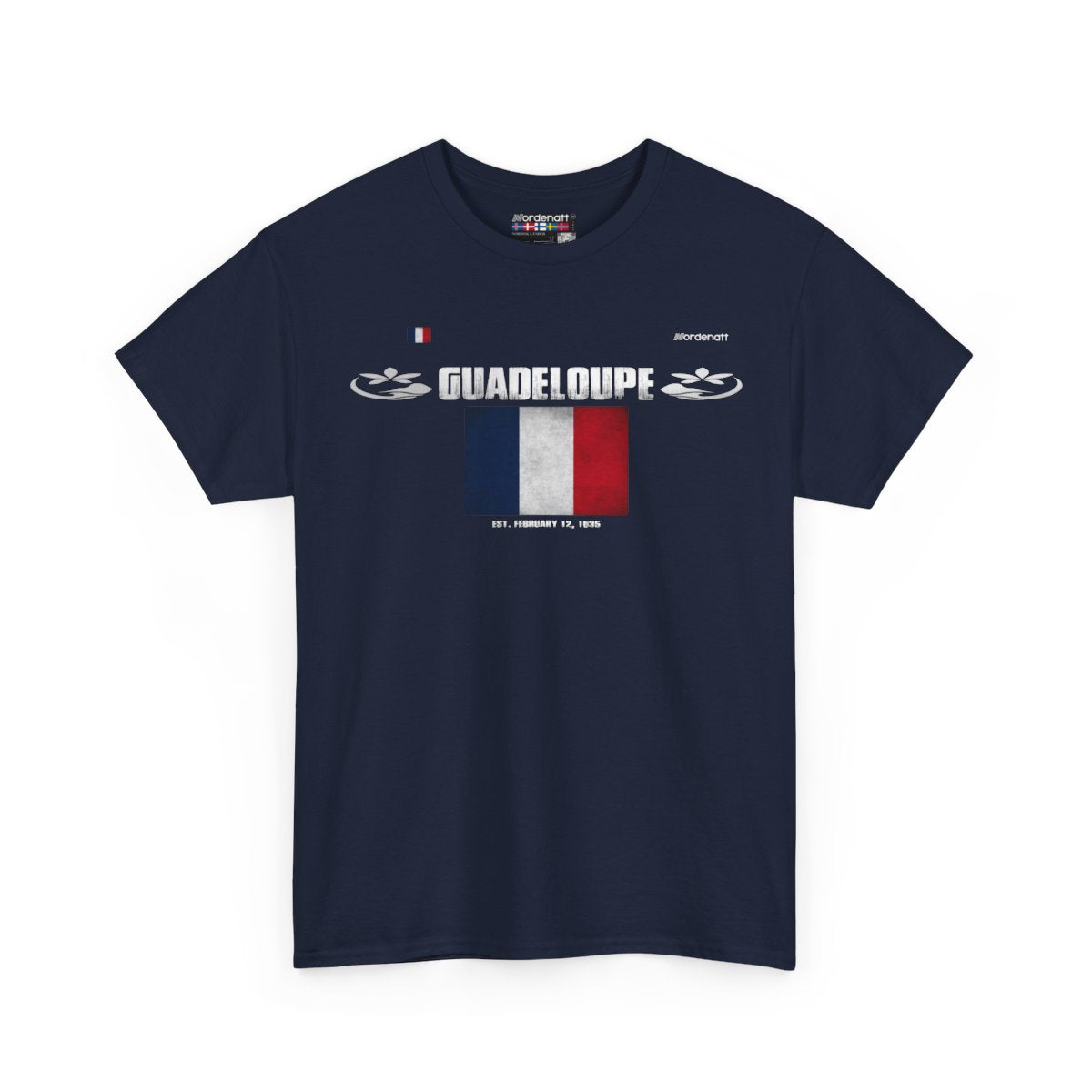 Guadeloupe flag t-shirt in Navy — premium cotton, Nordenatt