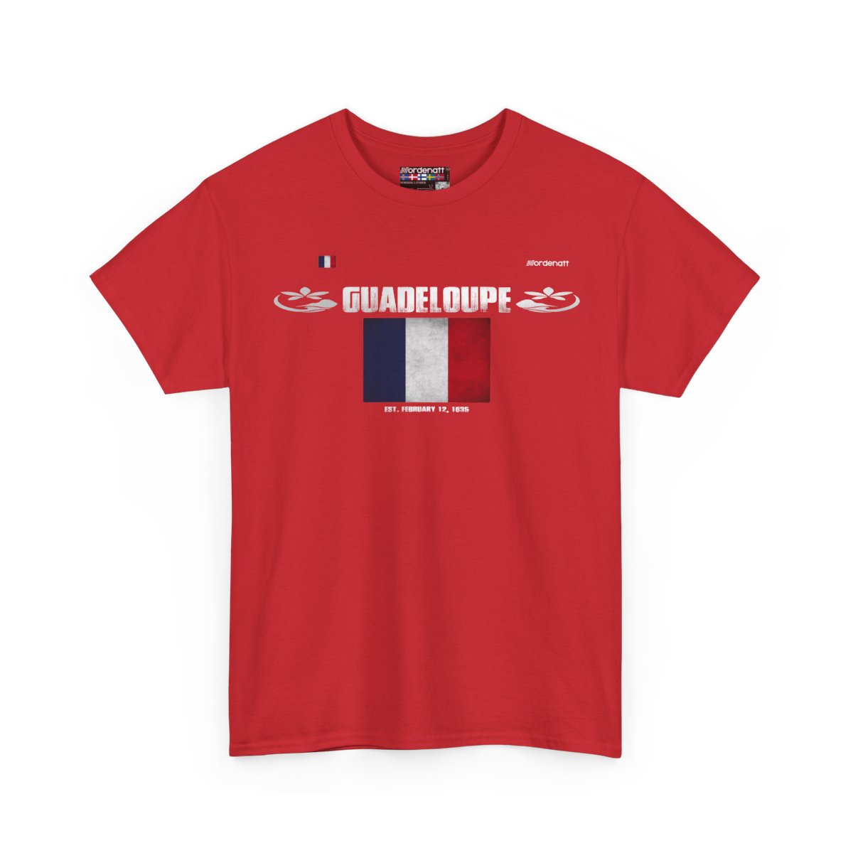 Guadeloupe flag t-shirt in Red — premium cotton, Nordenatt
