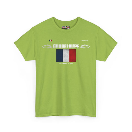 Guadeloupe flag t-shirt in Kiwi — premium cotton, Nordenatt