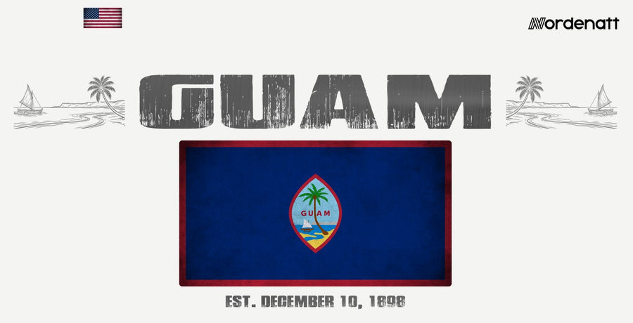 Guam design preview: flag, date and emblem inspiration printed on light t-shirts (Nordenatt)