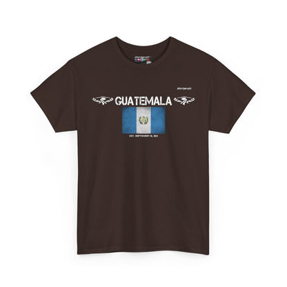 Guatemala flag t-shirt in Dark Chocolate — premium cotton, Nordenatt