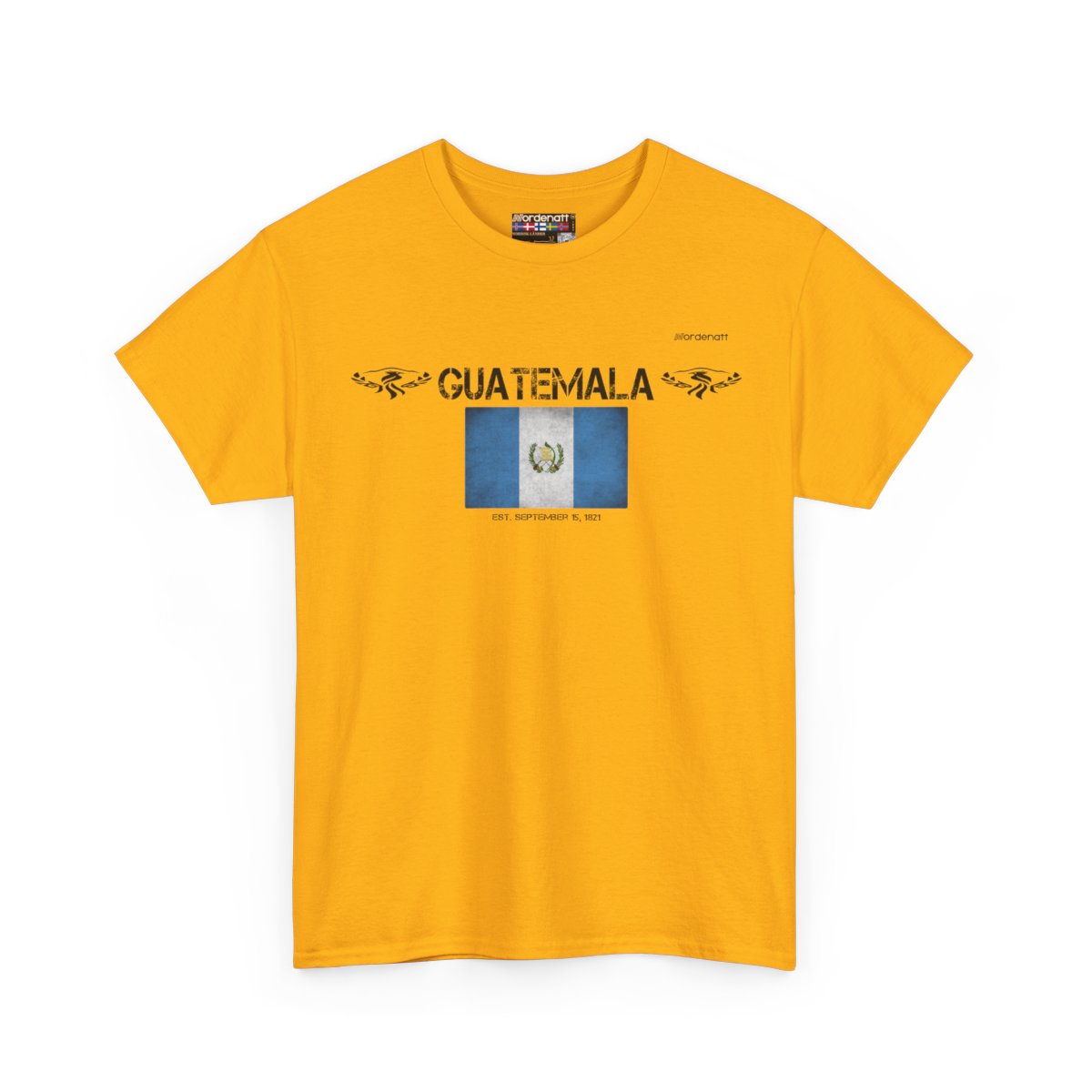 Guatemala flag t-shirt in Gold — premium cotton, Nordenatt