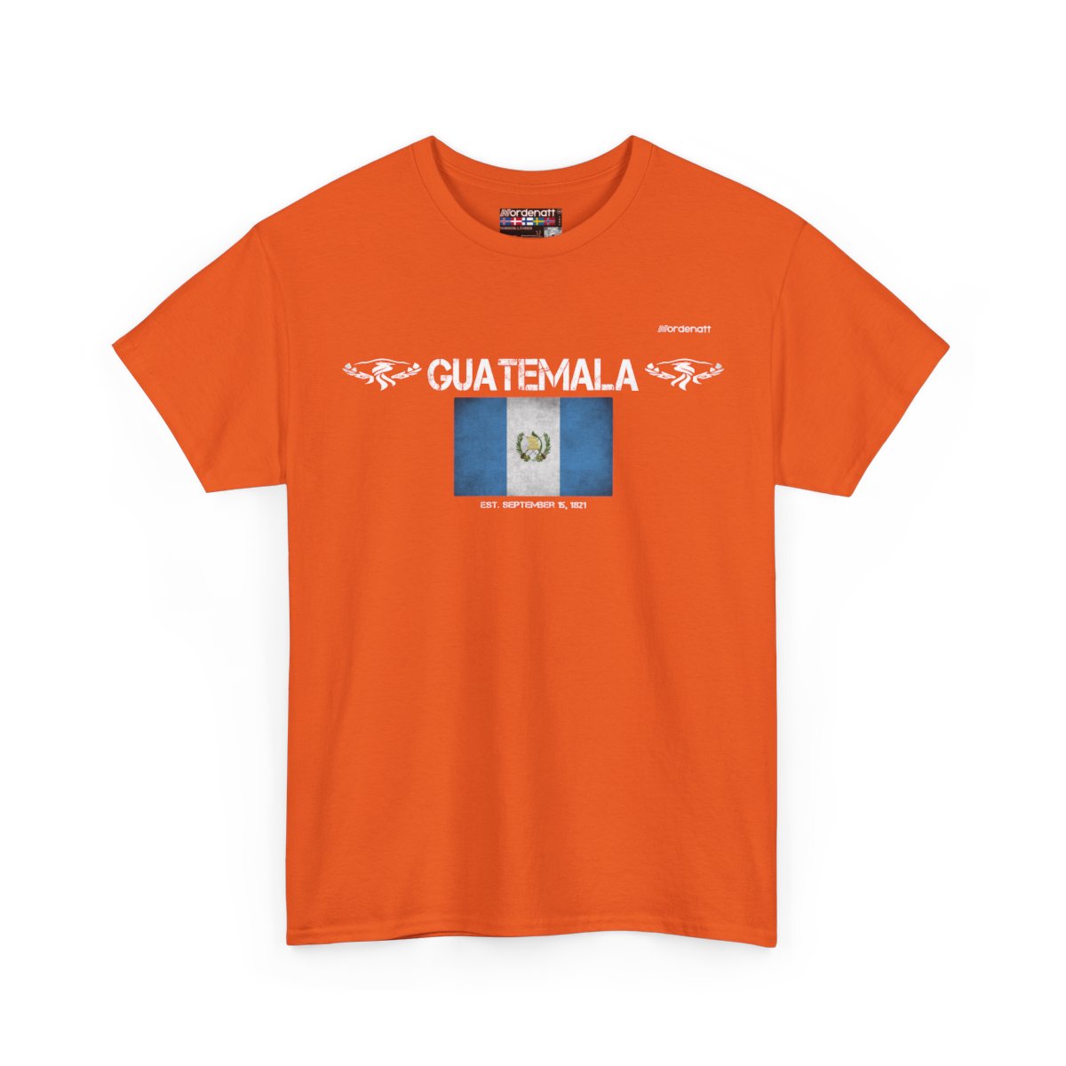 Guatemala flag t-shirt in Orange — premium cotton, Nordenatt