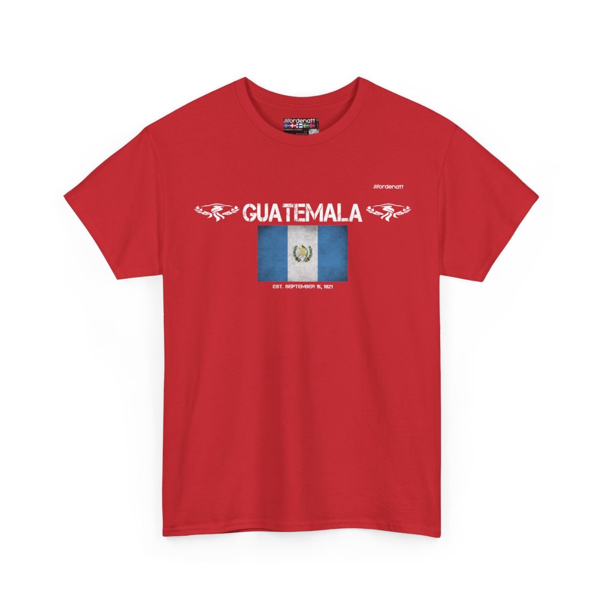 Guatemala flag t-shirt in Red — premium cotton, Nordenatt