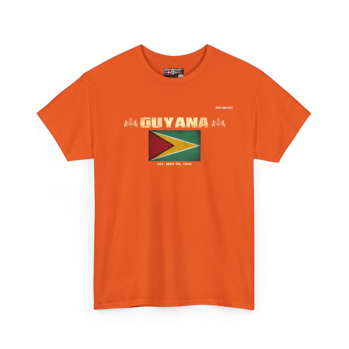 Guyana flag t-shirt in Orange — premium cotton, Nordenatt