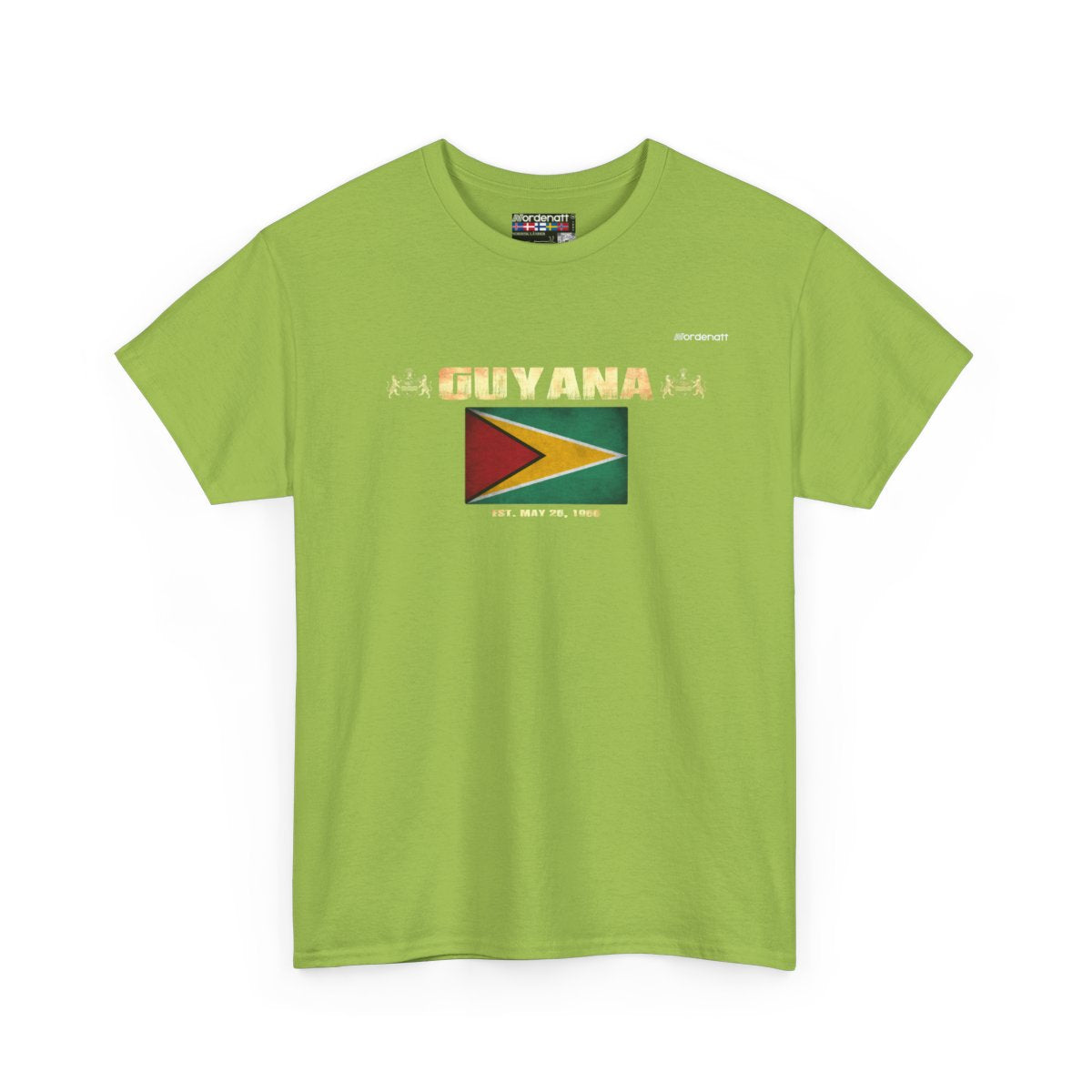 Guyana flag t-shirt in Kiwi — premium cotton, Nordenatt