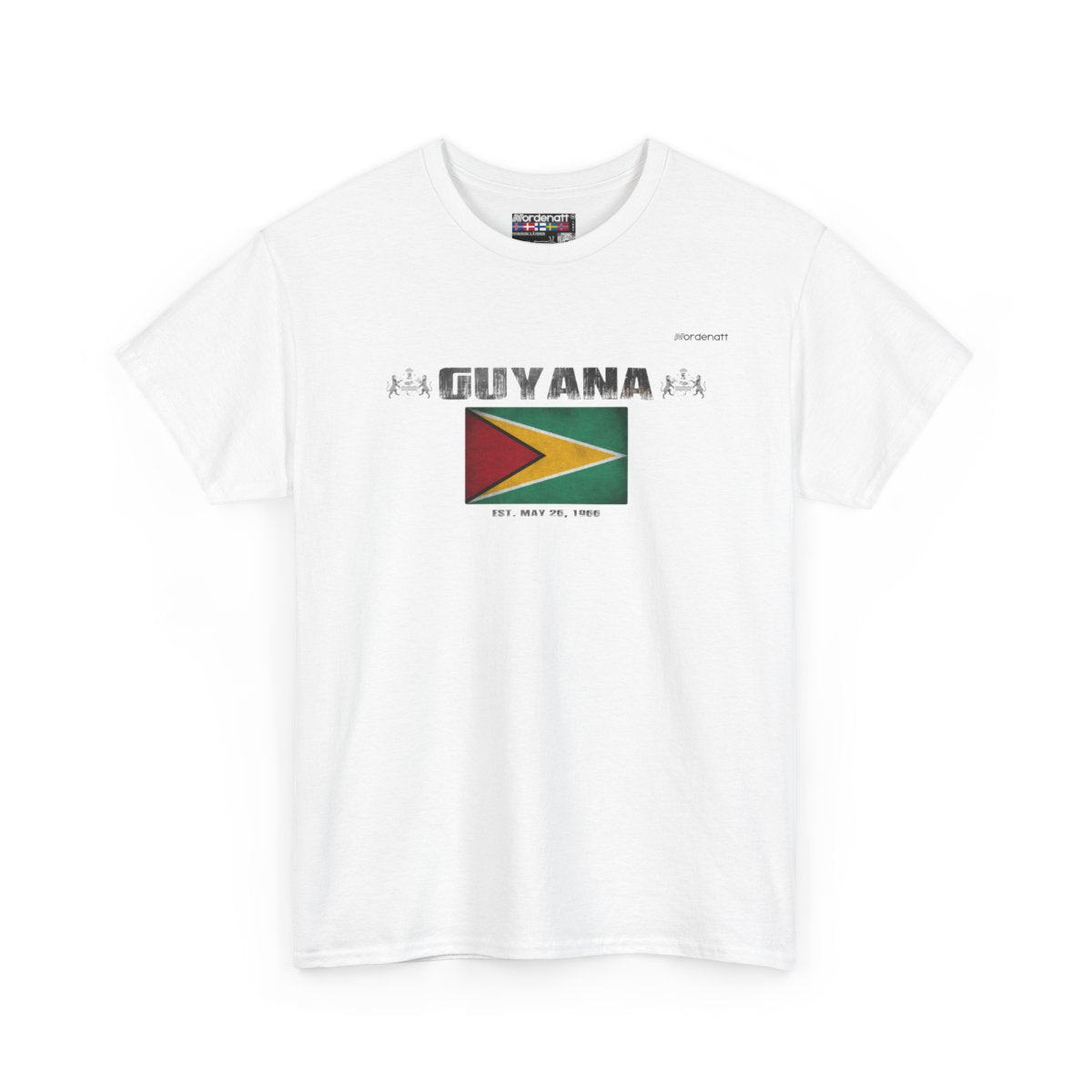 Guyana flag t-shirt in White — premium cotton, Nordenatt