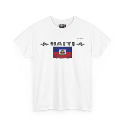 Haiti flag t-shirt in White — premium cotton, Nordenatt