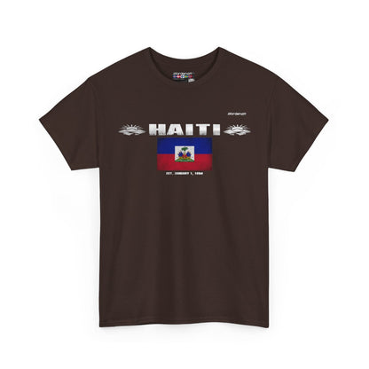 Haiti flag t-shirt in Dark Chocolate — premium cotton, Nordenatt