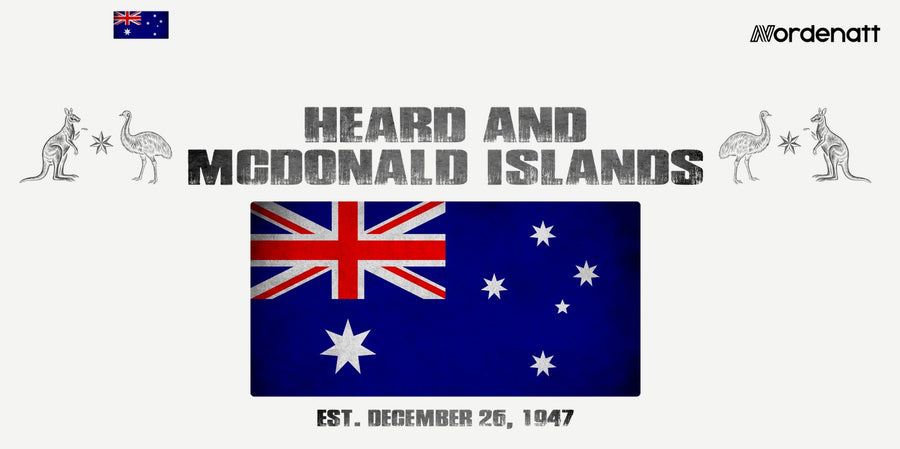 Heard and Mcdonald Islands design preview: flag, date and emblem inspiration printed on light t-shirts (Nordenatt)