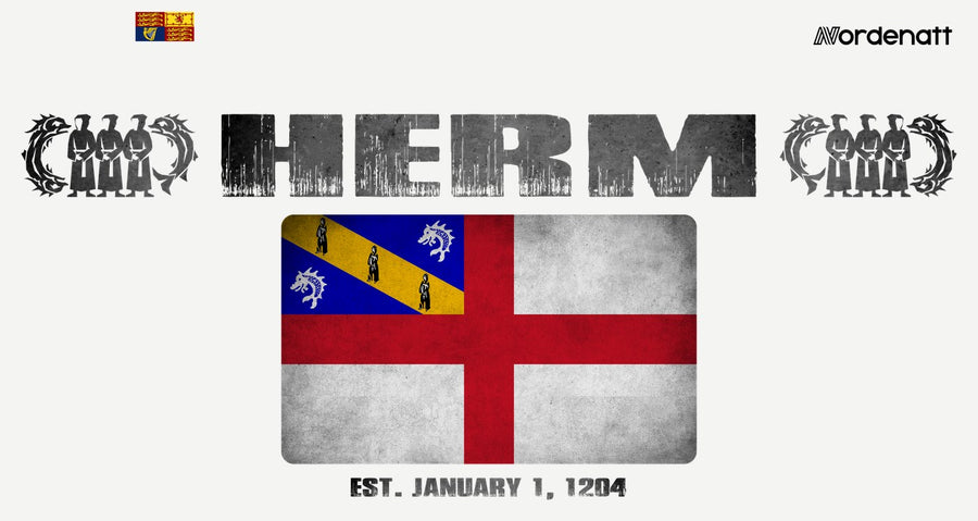 Herm design preview: flag, date and emblem inspiration printed on light t-shirts (Nordenatt)