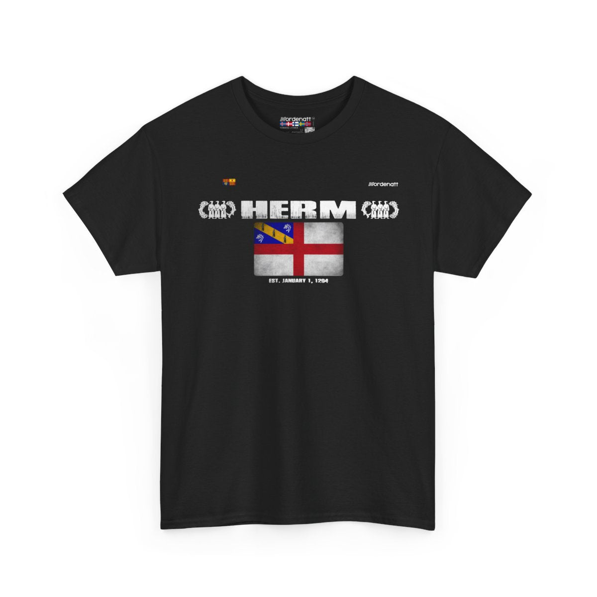 Herm flag t-shirt in Black — premium cotton, Nordenatt