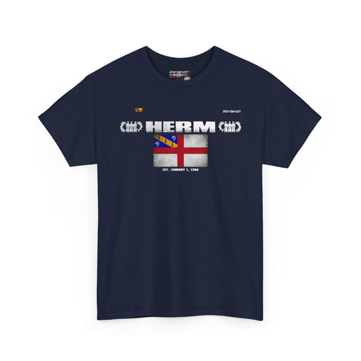 Herm flag t-shirt in Navy — premium cotton, Nordenatt
