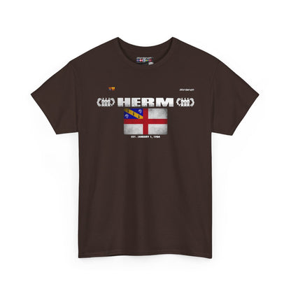 Herm flag t-shirt in Dark Chocolate — premium cotton, Nordenatt
