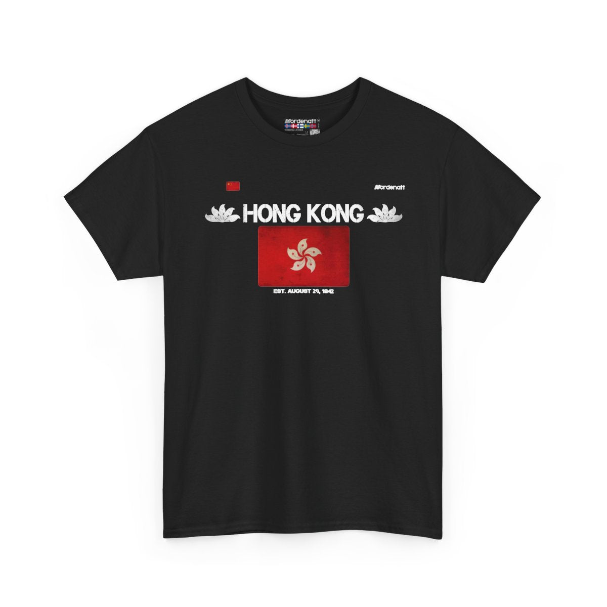 Hong Kong flag t-shirt in Black — premium cotton, Nordenatt