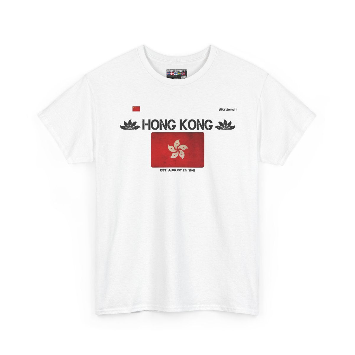 Hong Kong flag t-shirt in White — premium cotton, Nordenatt