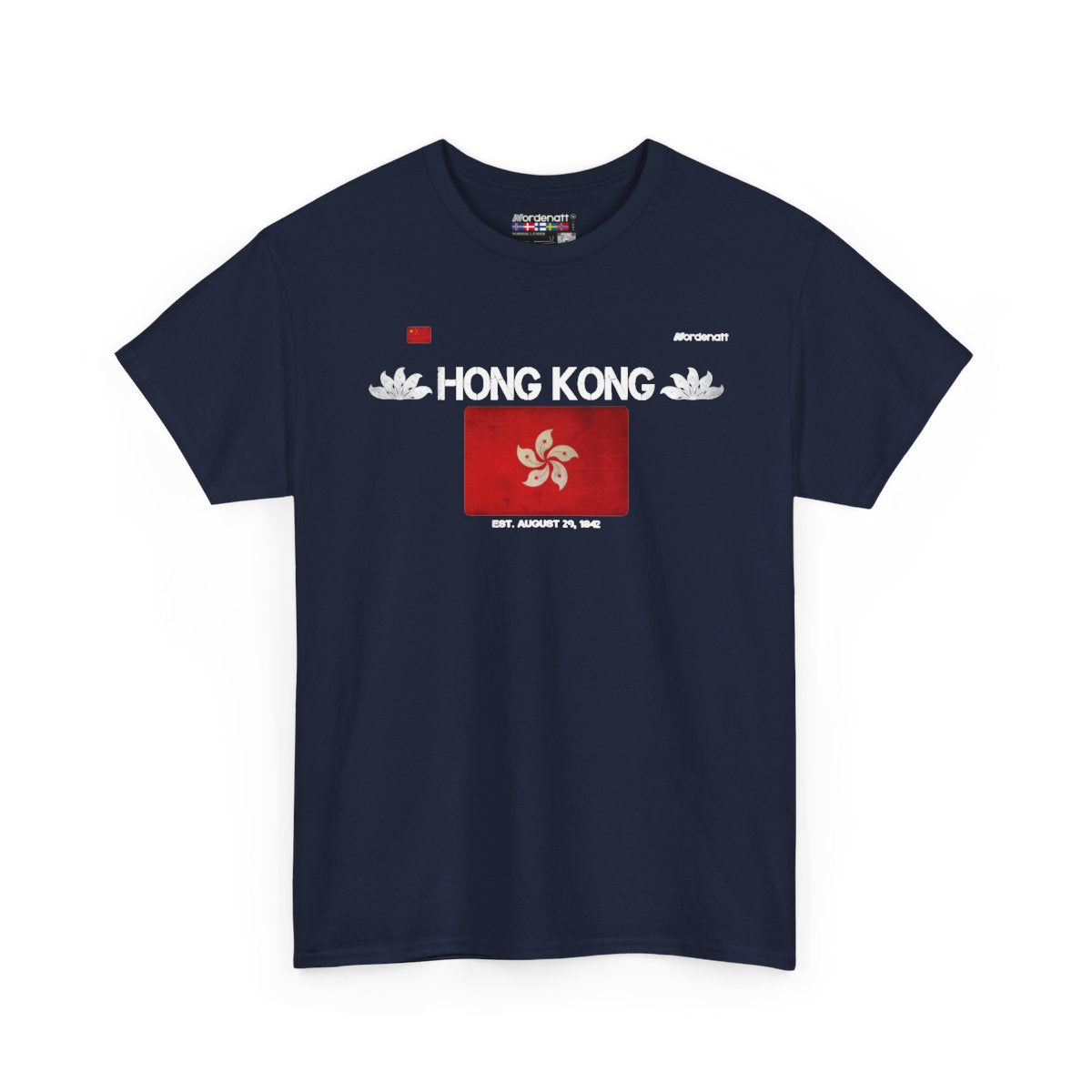 Hong Kong flag t-shirt in Navy — premium cotton, Nordenatt