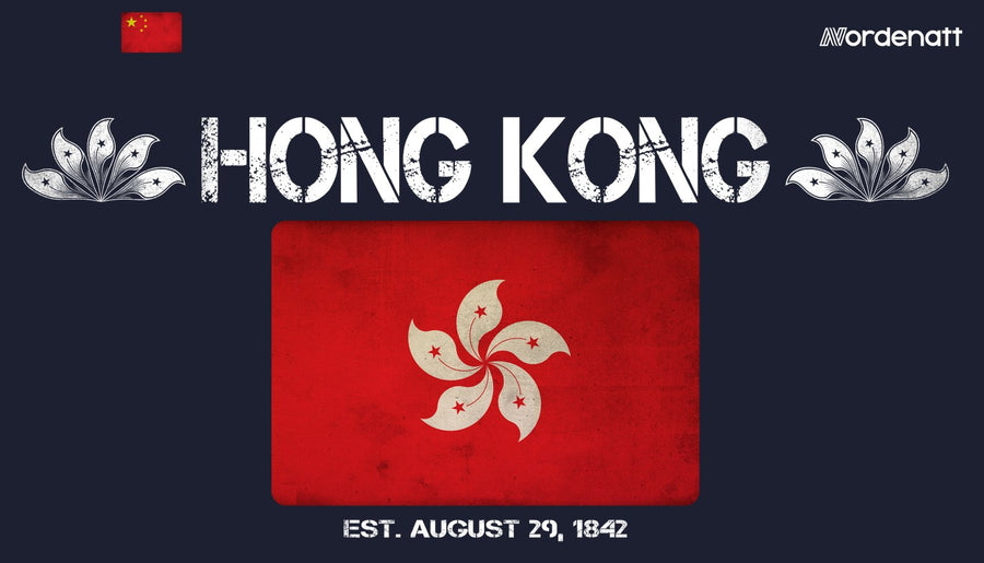 Hong Kong design preview: flag, date and emblem inspiration printed on dark t-shirts (Nordenatt)